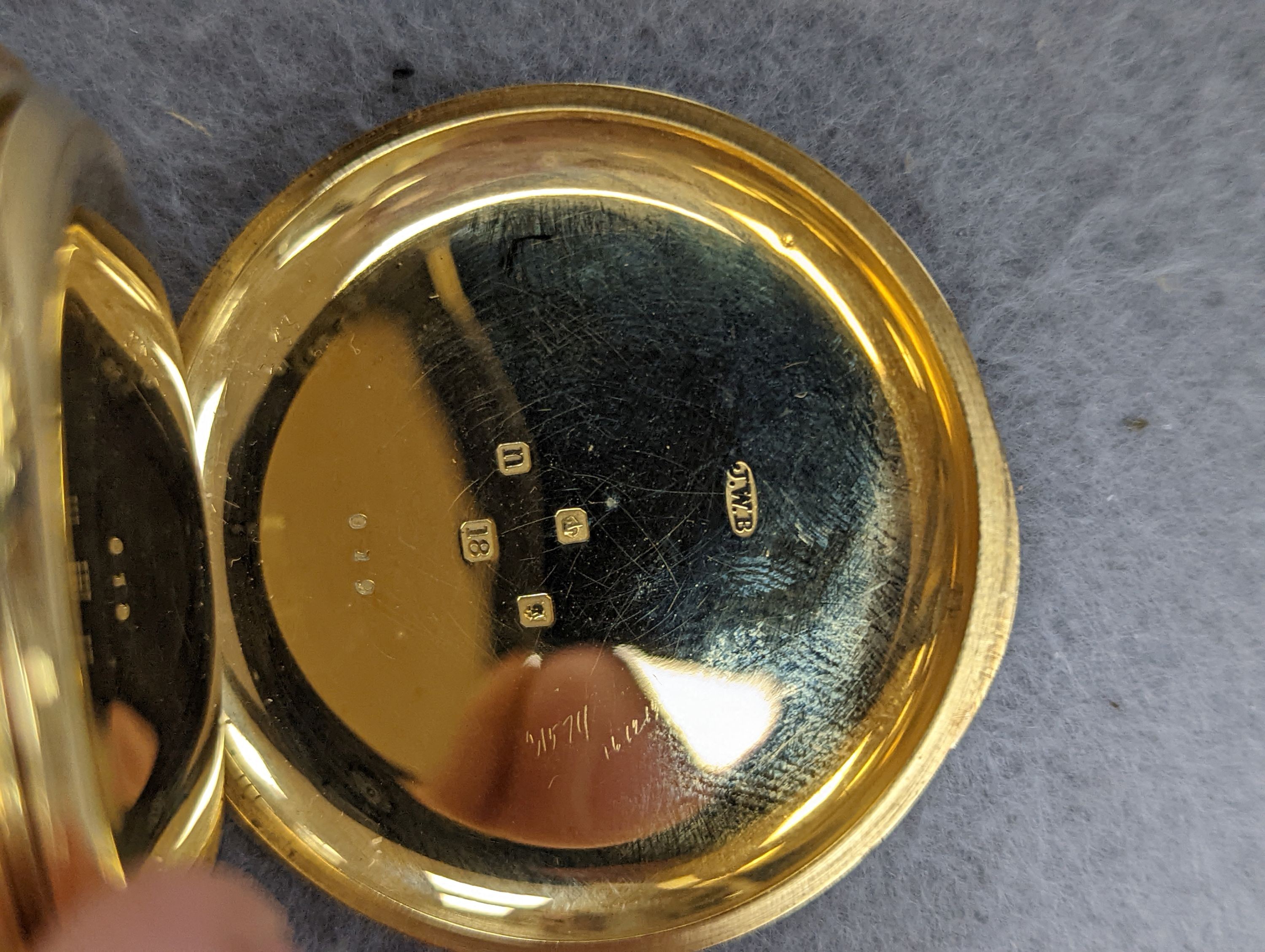 An Edwardian engraved 18ct gold half hunter keyless pocket watch, by J.W. Benson, with Roman dial and subsidiary seconds